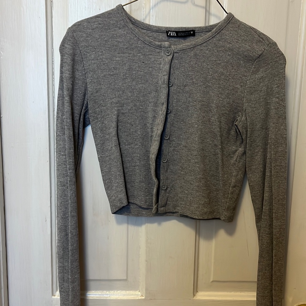 Zara Gray Cropped Cardigan